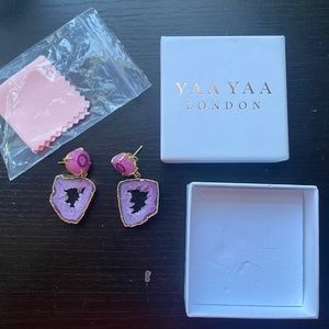 Yaa Yaa London Pastel 'Summer Love' Gemstone Gold Statement Earrings
